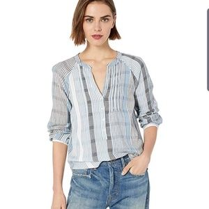 Lucky Brand Blue Stripe Gauze Shirt